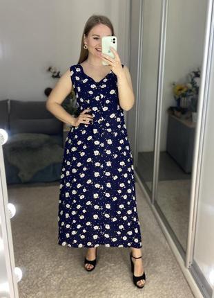 Літня сукня міді у квітковий принт №253/69