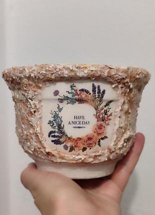 Горщики для квітів у стилі прованс ручна робота handmade хендмейд горшик