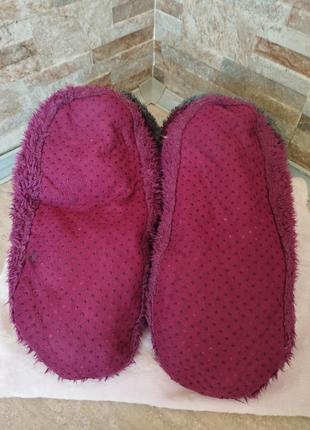 Чуні, домашні чобітки з флісу, плюшеві на прогумованій підошві "шкірмака" бордо марсала10 фото