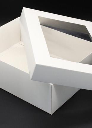Збірні картонні коробки з віконечком. колір білий. 30х23х9см3 фото