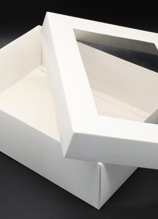 Збірні картонні коробки з віконечком. колір білий. 30х23х9см1 фото