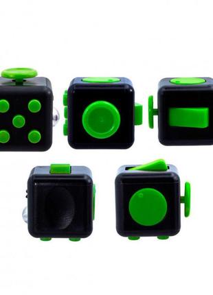 Кубик антистрес fidget cube 14123 чорний з зеленим2 фото