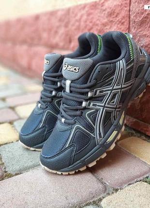 Кросівки asics gel kahana 8 темно сірі з салатовим