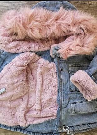 Куртка парка зимняя осенняя плюш джинсовая