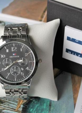 Чоловічий наручний годинник Wmns tommy hilfiger silver&black