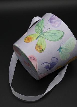 Коробки флористичні для квітів подарункові "метелики". колір "бузок". 16х13см1 фото