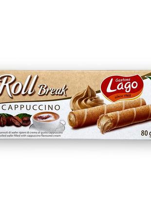 Вафельные трубочки lago с капучино кремом roll break cappuccino, 80 г