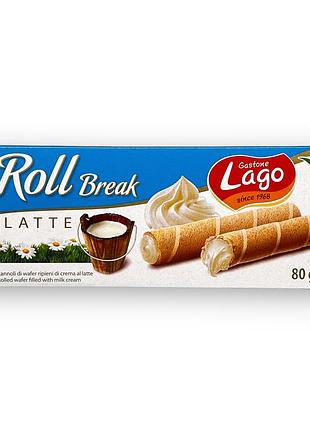 Вафельные трубочки lago с молочным кремом roll break latte, 80 г
