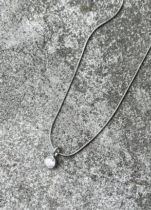 Набор серебряная подвеска с фианитом + серьги ветровки