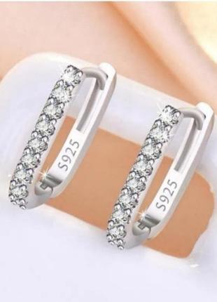 Серьги маленькие серебро фианиты silver original