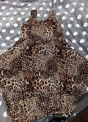 Сарафан леопардовый, спереди короткий