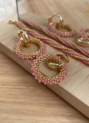 Серьги кольца из ювелирного бисера