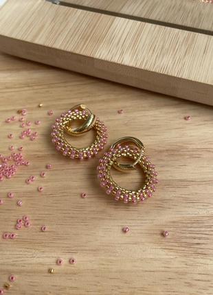 Серьги кольца из ювелирного бисера