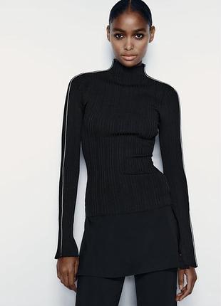 Свитер zara гольф кофта женская блузка черная, лонгслив черный 2024