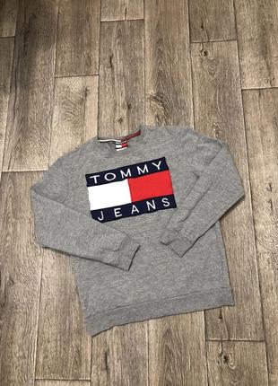 Світшот tommy hilfiger jeans оригінальний сірий вінтажний толстовка