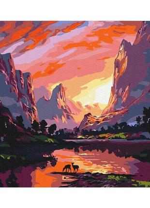 Картина по номерам яркий закат в горах bs51977