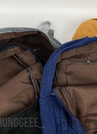 Вельветовый рюкзак черного цвета | синий рюкзак8 фото