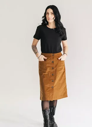 Вельветовая юбка миди