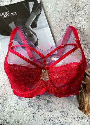 Красный тонкий бюстгальтер без поролона со стрепами