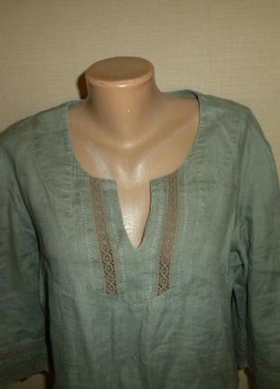 Kiabi woman блуза, вышиванка, р 46, 100% лен ава 4