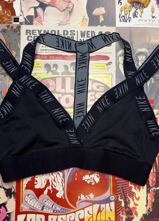 Спортивний топік топ найк nike dri fit ліф бра майка бюстгальтер чорний з переплетами