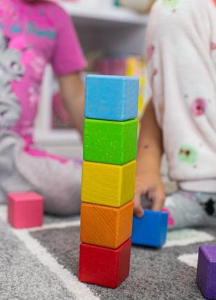 Дитяча іграшка "кубики" 9 шт різнокольорові 4х4 см з екологічного натурального дерева8 фото