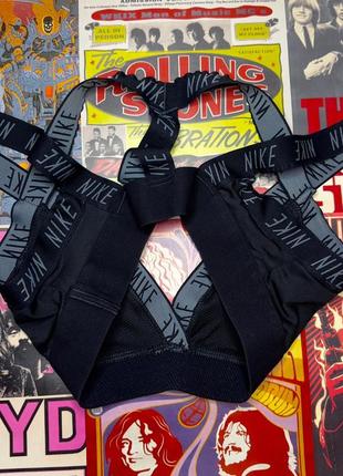 Спортивний топік топ найк nike dri fit ліф бра майка бюстгальтер чорний з переплетами