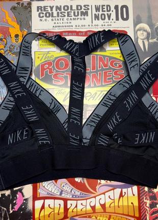 Спортивний топік топ найк nike dri fit ліф бра майка бюстгальтер чорний з переплетами