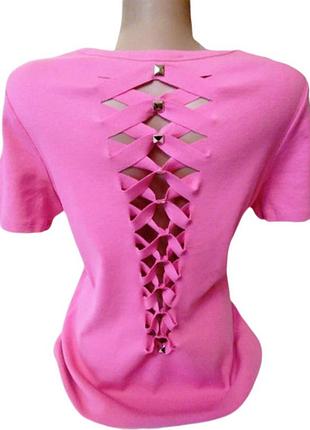L-4xl жіноча футболка m&s woman, рожевий топ із рваними деталями, камбоджа