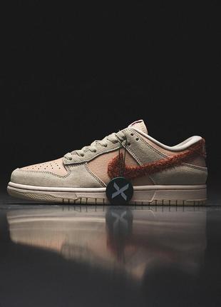 Женские кроссовки nike black sb dunk low terry grey найк дак бежевого цвета