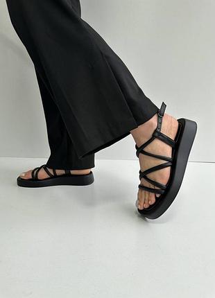 Босоніжки жіночі шкіряні, сандалії, натуральна шкіра, чорні