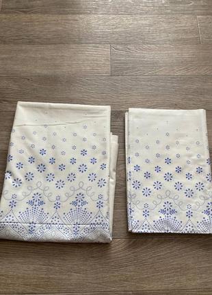 Простирадло бавовняне полуторне з малюнком, біле