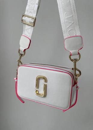 Сумка у стилі marc jacobs the snapshot white/pink