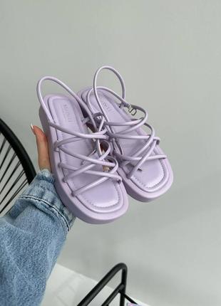 Босоножки женские, экокожа, сандалии в стиле римлянки, сиреневые