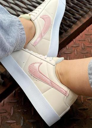 Nike blazer low beige/pink4 фото