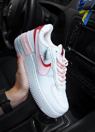 Жіночі кросівки nike air force 1 shadow бежеві з рожевим1 фото