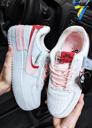 Жіночі кросівки nike air force 1 shadow бежеві з рожевим2 фото