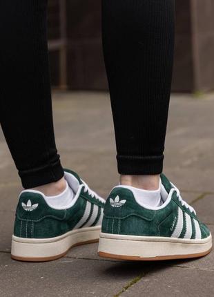 Трендові жіночі кросівки adidas campus dark green white8 фото