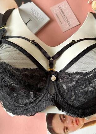 80/90е бюстгальтер без поролону на великі груди з портупеями чорний