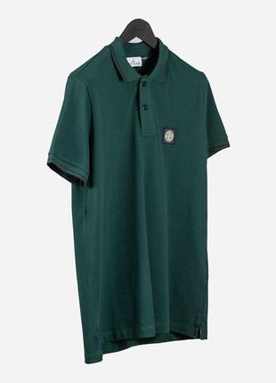 Чоловіча футболка бавовняна stone island polo 100% cotton / стон айленд зелена хакі поло літній одяг3 фото