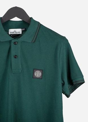 Чоловіча футболка бавовняна stone island polo 100% cotton / стон айленд зелена хакі поло літній одяг4 фото