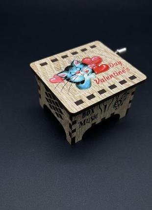 Музыкальная шкатулка с заводным механизмом подарок на 14 февраля valentines day 6х5см на день влюбленных