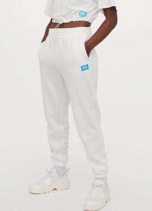 Стильні спортивні білі джогери спортивні штани h&m 36/s
