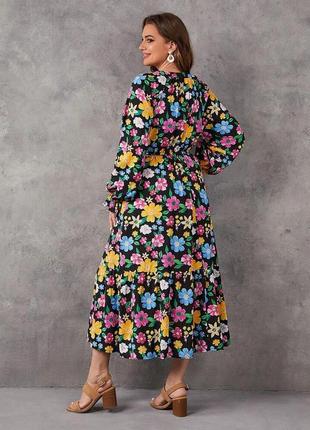 Сукня трапецієвидна коктейльна квіткова з довгими рукавами, 1500+ відгуків, єдиний екземпляр2 фото
