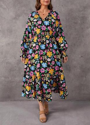 Сукня трапецієвидна коктейльна квіткова з довгими рукавами, 1500+ відгуків, єдиний екземпляр4 фото