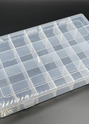 Пластиковый органайзер с 28 отсеками для хранения 350х220 мм прозрачный с крышкой