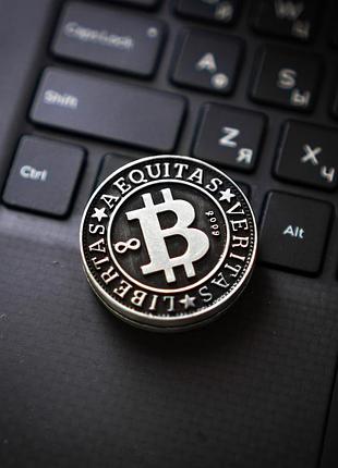 Магнитный слайдер антистресс bitcoin gray игрушка из металла фиджет  edc