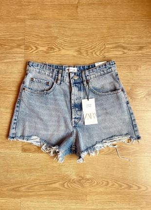 Шикарные голубые шорты zara 40 m-l