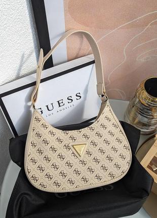 Сумка жіноча guess хобо молочний гесс на плече