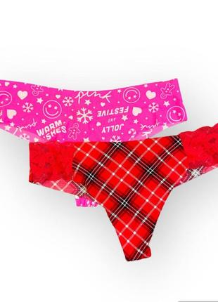 Трусики тонг pink no-show high-leg thong panty